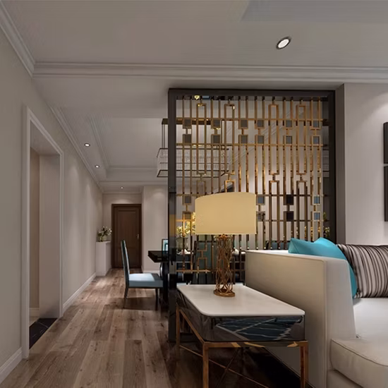 New Design Classic Style Bronze Color Hairline Laser Cutting Stainless Steel Room Partition Divider for Interior Decoration