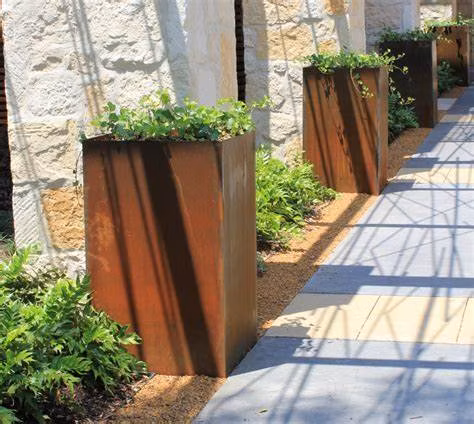 Tall Steel Metal Planters /Garden Corten Steel Flower Planter Pots
